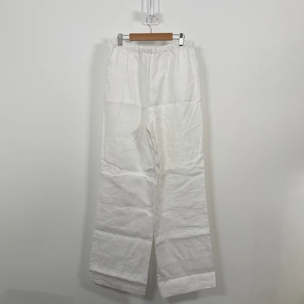 Reformation Olina 100% Linen Pants Womens Medium White Drawstring Beach Boho